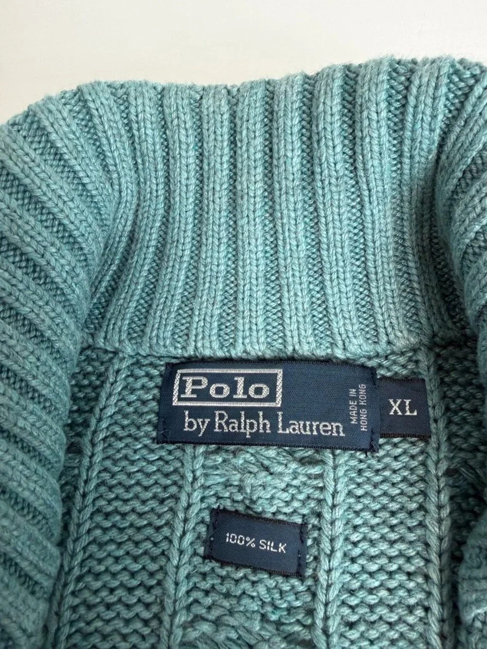 Vintage Ralph Lauren Sweater Men Extra Large Silk Cable Fisherman Jumper Work Ex